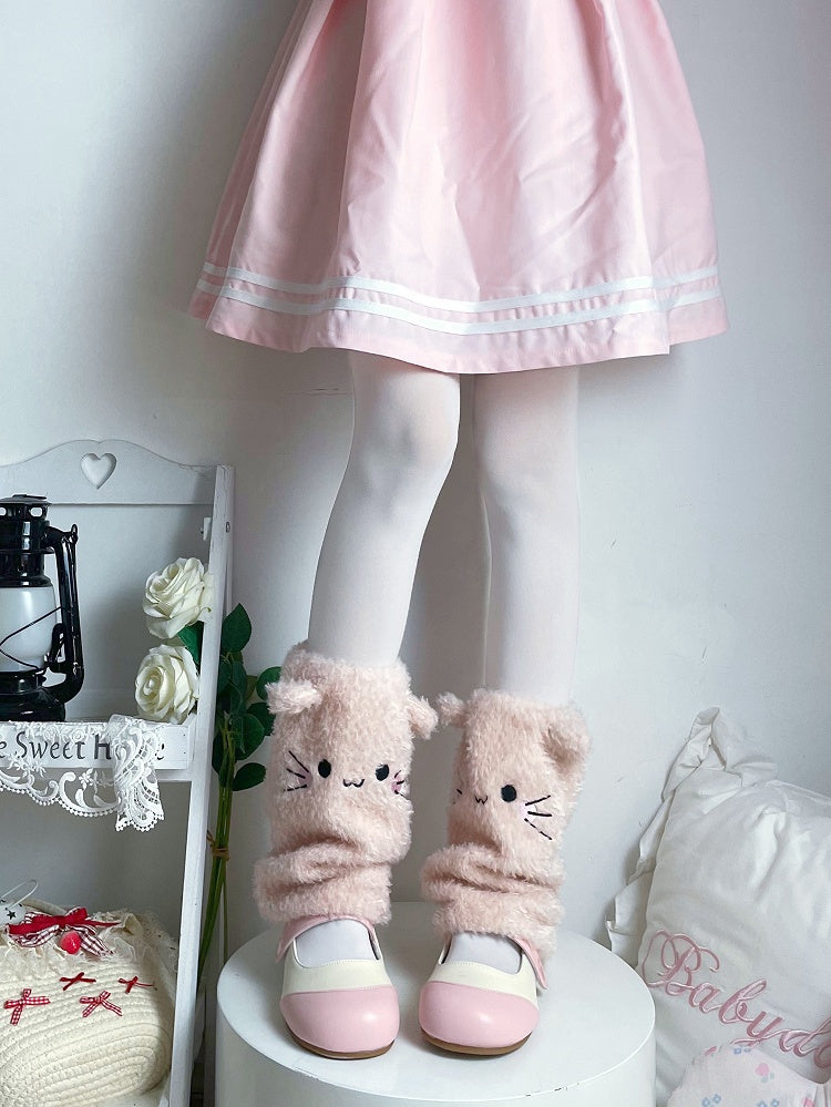 Cute Plush White/Yellow/Pink Leg Warmers