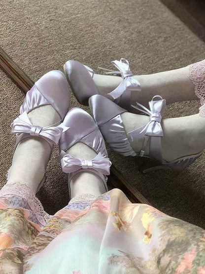 Decor Purple with Sophisticated High Lolita Heels Bow