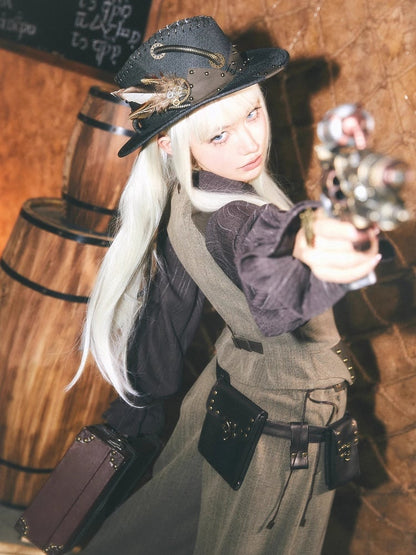 Punk CoffeeGray Steampunk Wasteland Weste