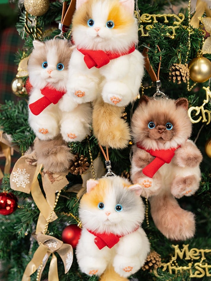 6 Cat Options Cute Plush Realistic Keychain