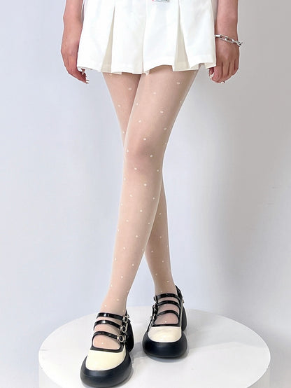 Regular Version – Strumpfhose mit schwarz-weißem Punktemuster