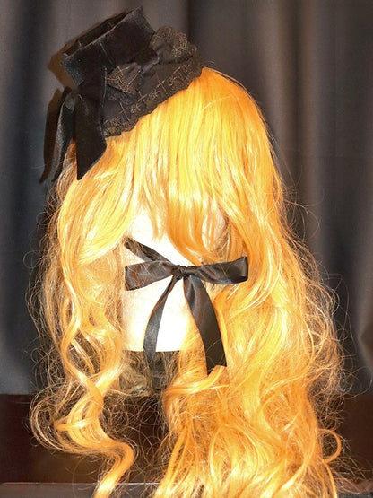 Black Details Mini Hat Bowknot Trim Lace