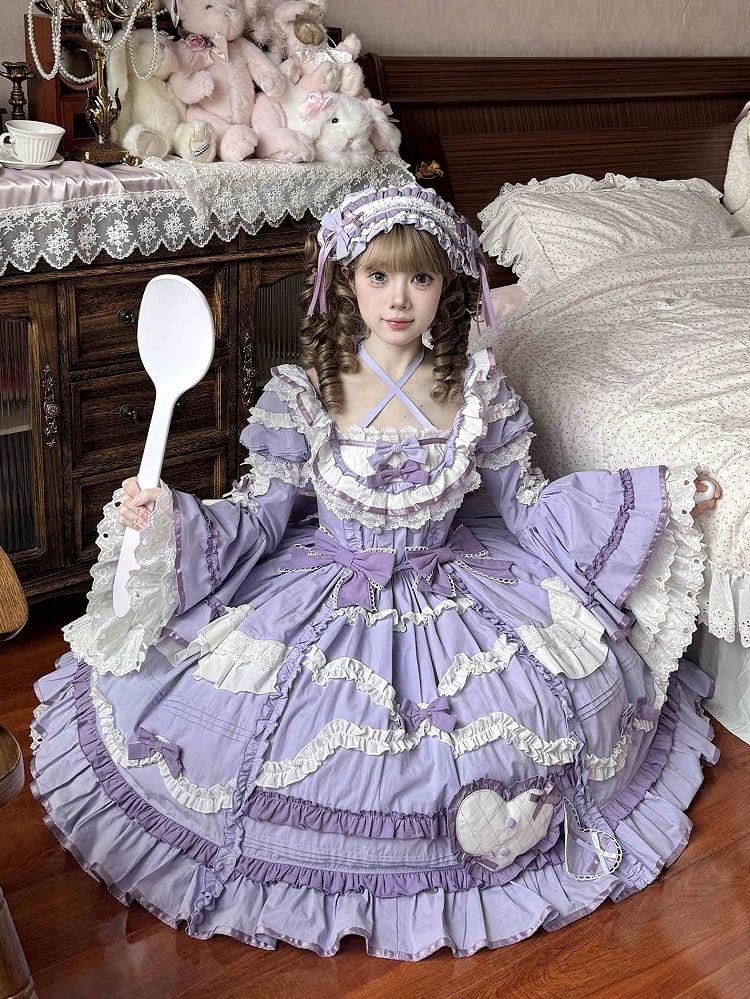 Gorgeous Old School Sizes Available Lolita Princess Purple Dress Plus Cotton