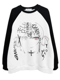 Black and White Colorblock Graphic Sweatshirt