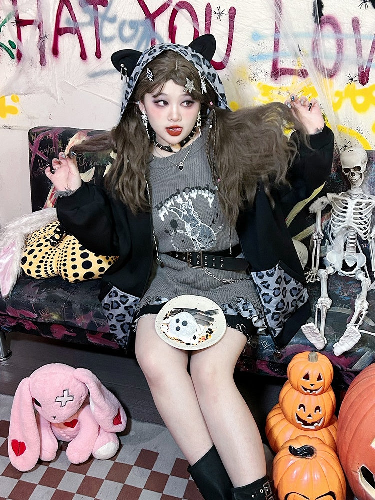 Graue Größe Kitty Plus Pullover Löcher Distressed