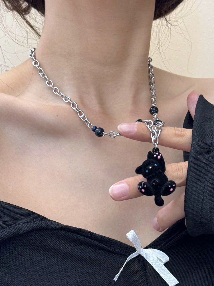 Black Cat Beaded Necklace/Choker
