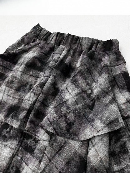ハンカチ ダークヘム チェック柄スカート ほろ苦いグレー