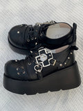Studded Matte Accents Shoes Platform Gothic - Black