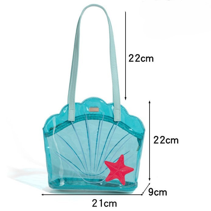 Shell Blue Shouder Transparent Bag