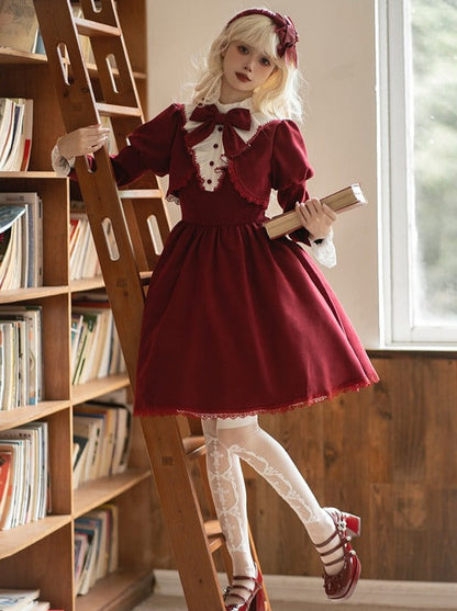 Gothic Zweiteiler mit Kunstband und Lolita-Kleid