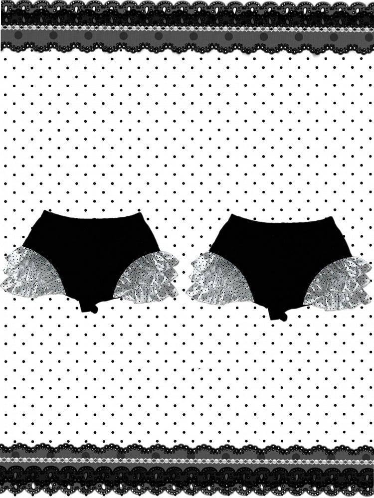 Layered Frill Shorts Pattern Spot Black with Trim Gothic