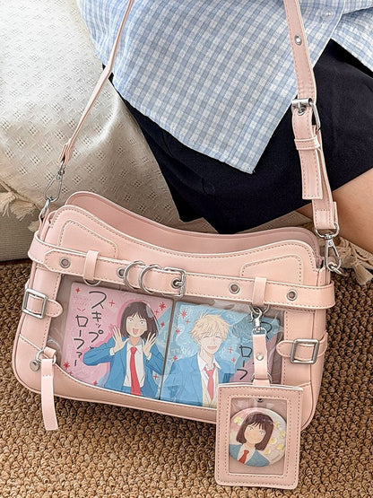 6 Colors Transparent Crossbody Ita Shoulder Bag with Cat Theme - Wudong Shop
