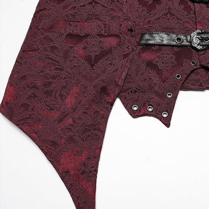 Lapel Jacquard Black Red Gothic Vest Men's