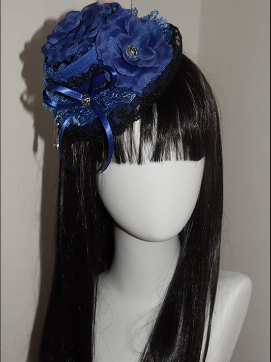 装飾トリムデザイン 蝶結びレース ミニブルーハット 花柄