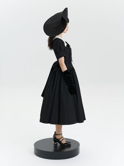 OP Lolita Vintage Sleeves Black Dress Gothic Puff