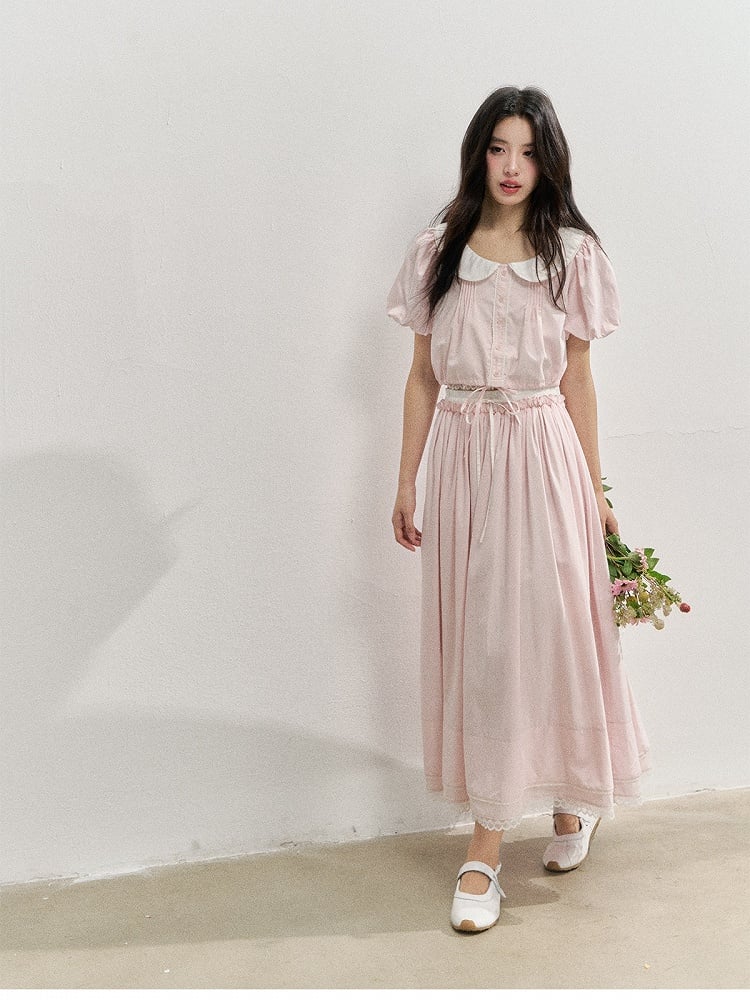 Trim Style Pink with Lace Skirt Kawaii