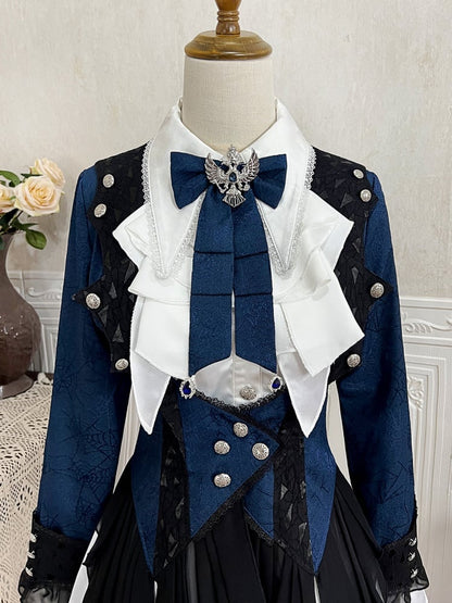 Weißes, spitzes, flaches Ouji Fashion Longshirt mit langen Ärmeln