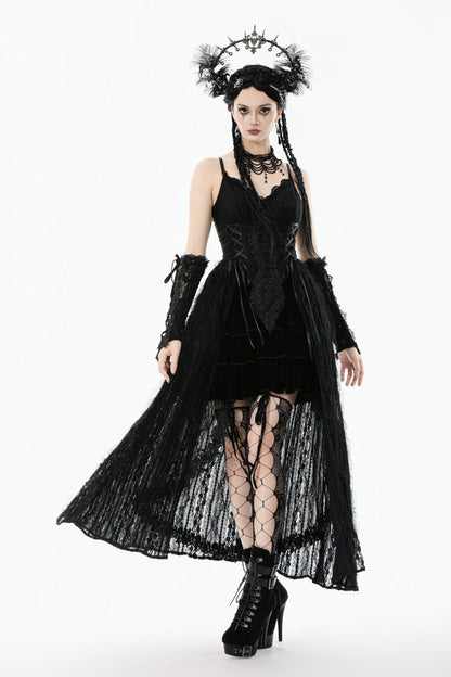 Black Floral Embroidered Lace Slip Dress Gothic Sleeveless