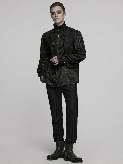 Gothic Black Shirt Glamorous Men's