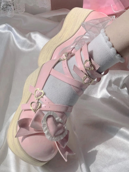 Grain Sweet Pink Platforms - Sole Lolita Wood 6.5cm