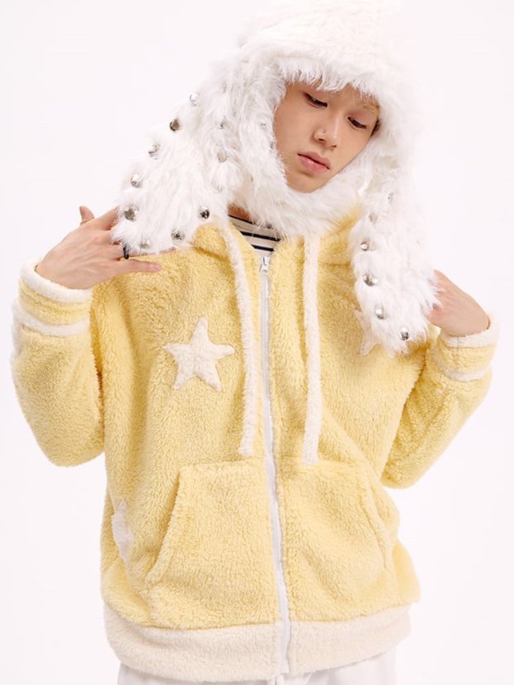 ブラック/ホワイトのスタッズ付きバニーイヤーハット