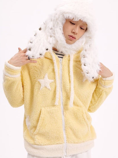 ブラック/ホワイトのスタッズ付きバニーイヤーハット