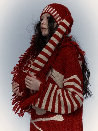 パンクなウサギの耳のニット帽