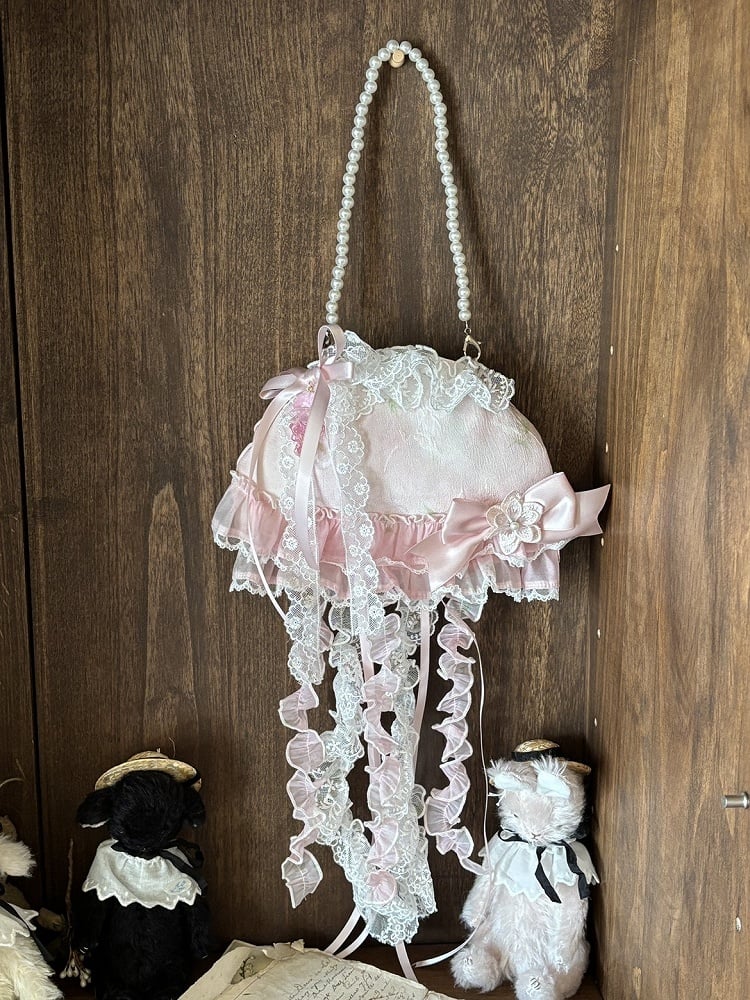 Green Hand/Crossbody Bag Pink Jellyfish-shaped /