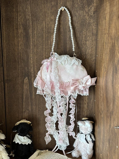 Green Hand/Crossbody Bag Pink Jellyfish-shaped /