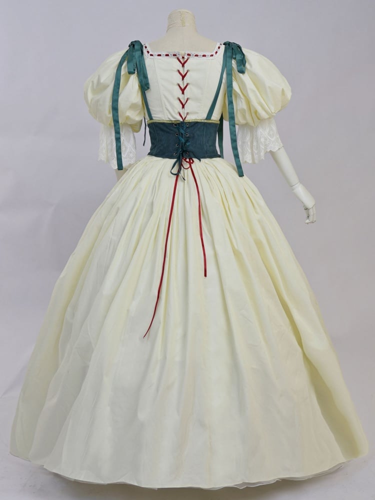 Historical Costume Light Yellow Boned Bodice Top Set