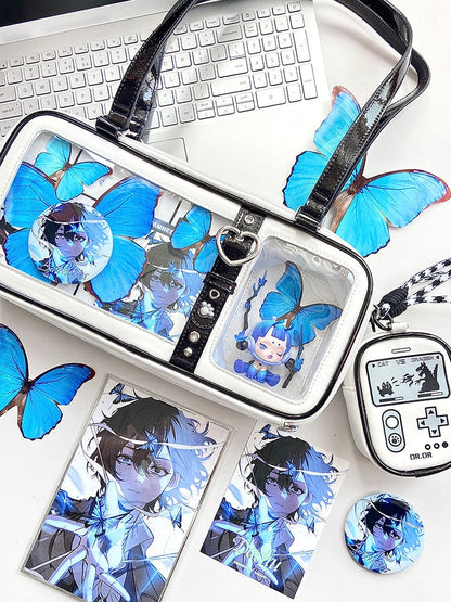 Ita White Accent with Transparent PU Display Heart Window Bag Buckle