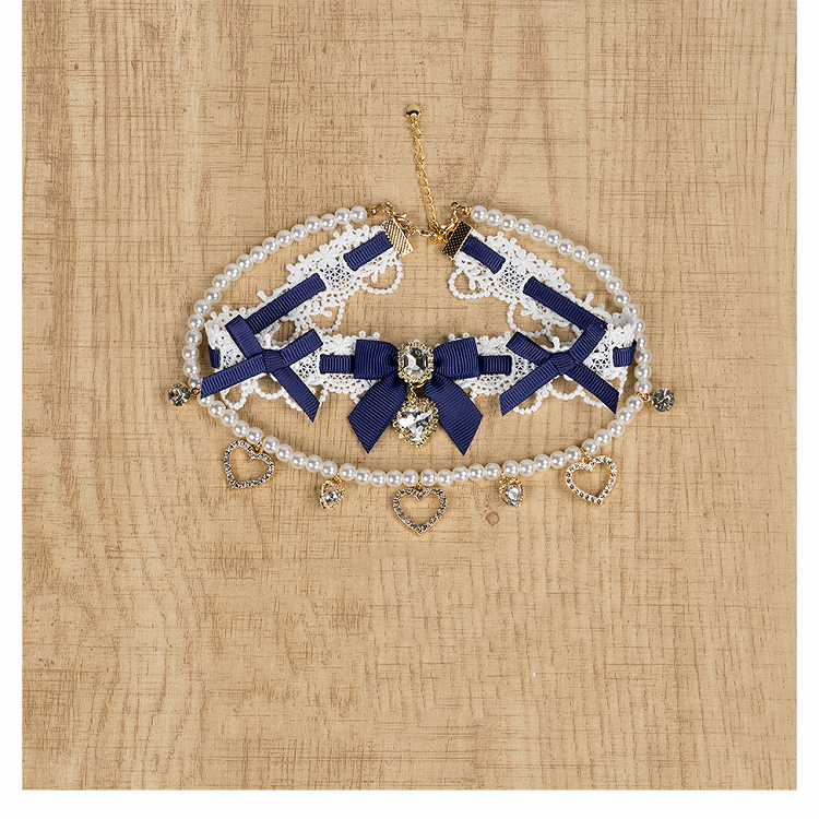 Chain Layer 11 Detachable Double Beaded Heart Jirai Choker Kei Charms Rhinestone with Options