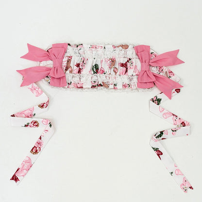Sweet Pink/White Hairband Pink Print Floral Lolita
