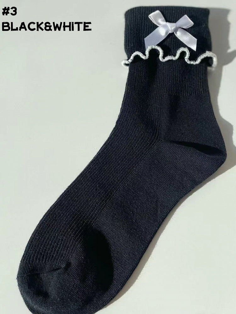 フリルコントラストトリムロリータアンクルソックス