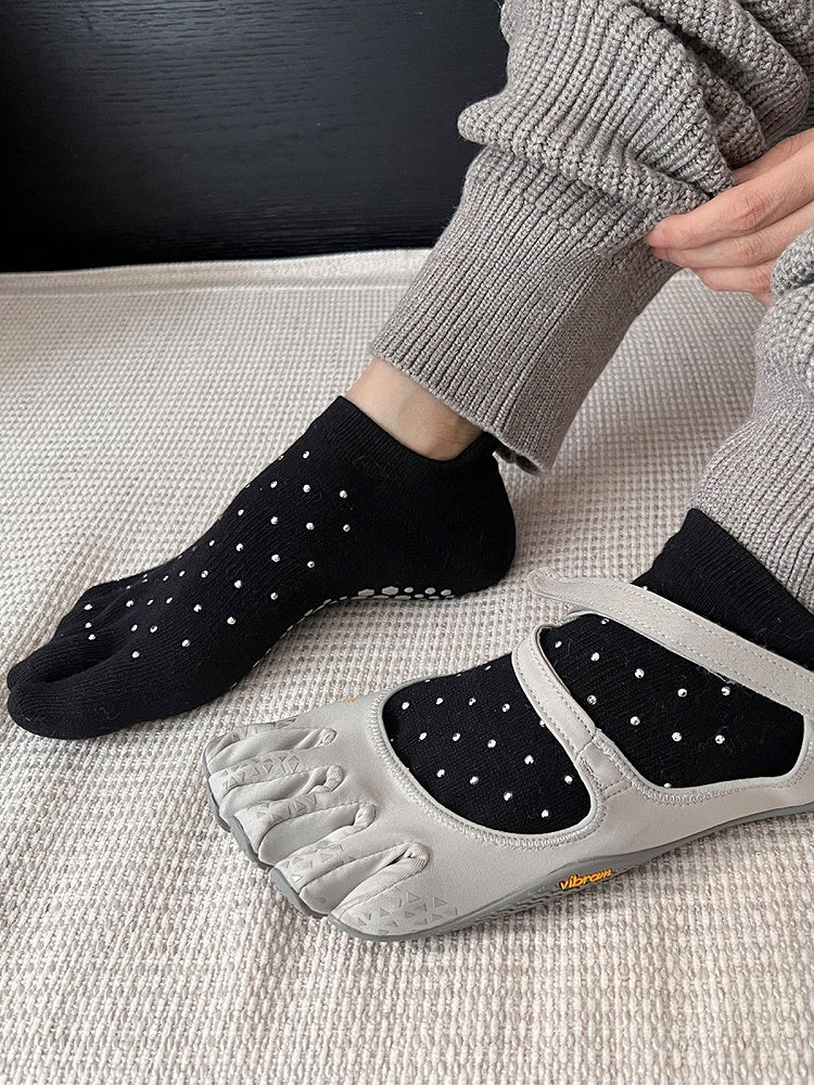 Socks Five-Toe Ankle Rhinestone-Embellished (5 Colors)
