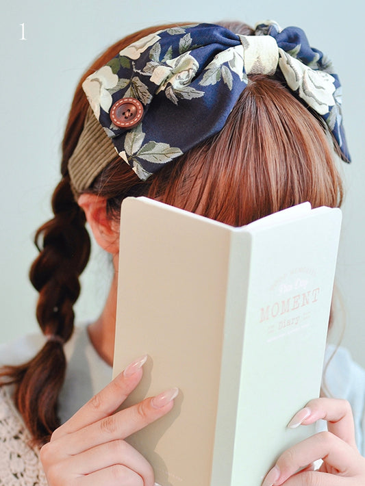 ボタンヘアバンドプリント 2つの装飾オプション 花柄