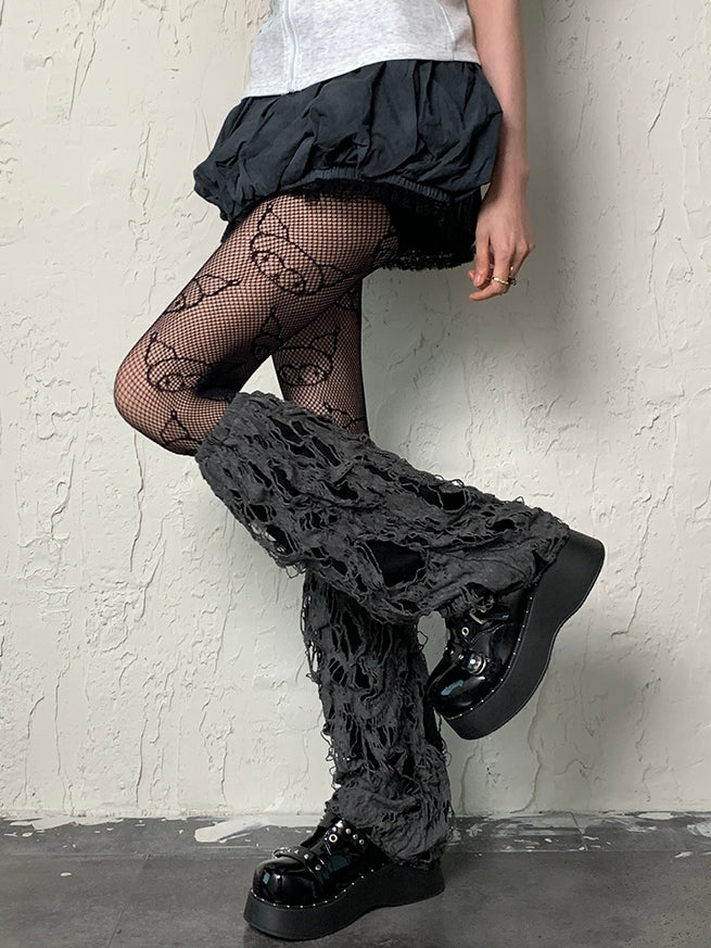 Beinwärmer Punk Grau Cut-out Design Wasteland
