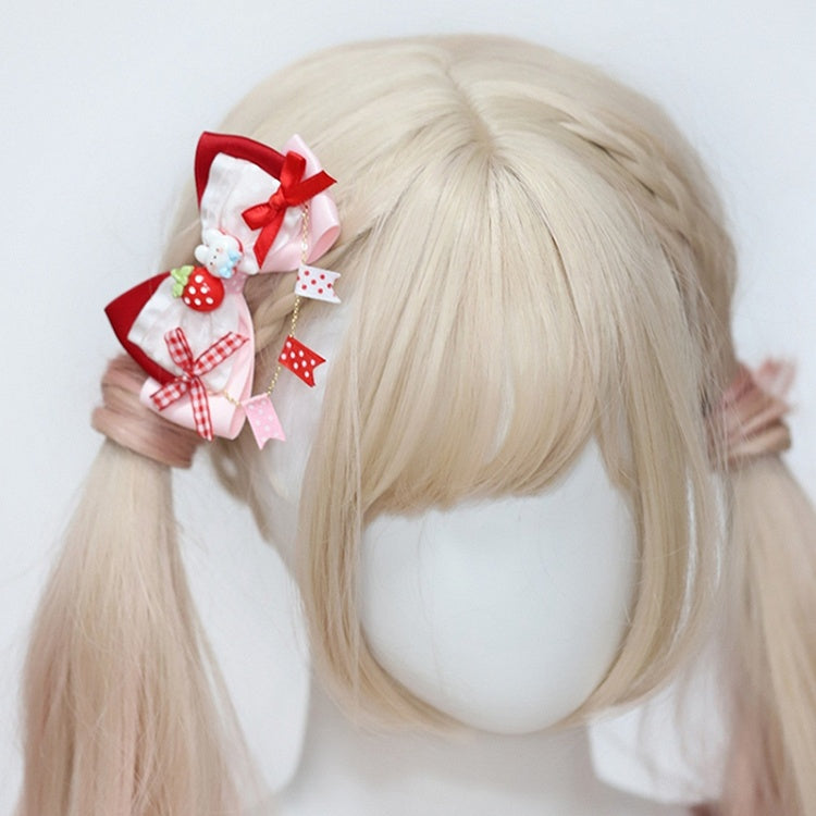Flag-Edge Pink Rabbit Red Strawberry Hairclips and Lolita