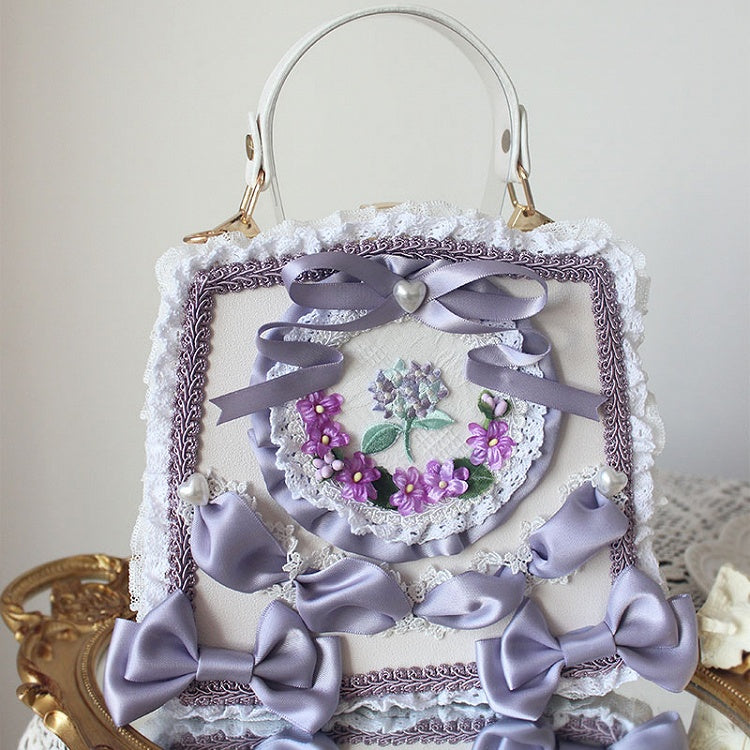 Lace Lolita Adorned Handbag and with Bows – Options Flower 9 Ribbon Color Elegant Classic