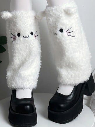 Cute Plush White/Yellow/Pink Leg Warmers