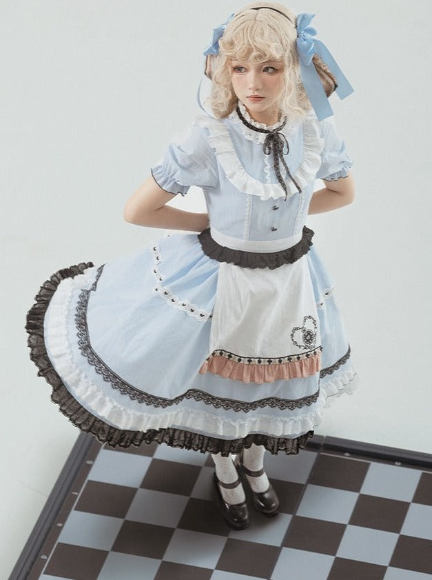 Schürze Mädchen Süßes Kleid Karo + Hase