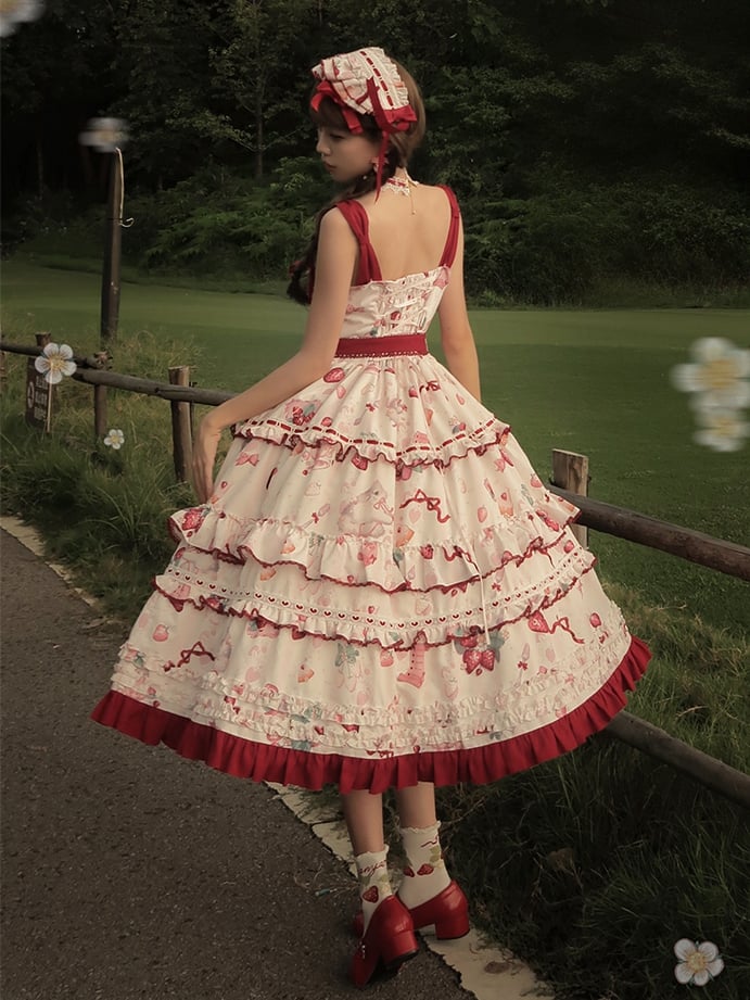 Red Strawberry Print Lolita Hairband