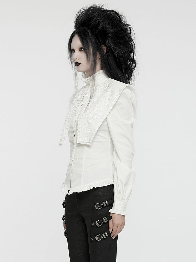 Retro Wide Goth Shirt Shoulder White