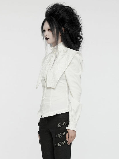Retro Wide Goth Shirt Shoulder White