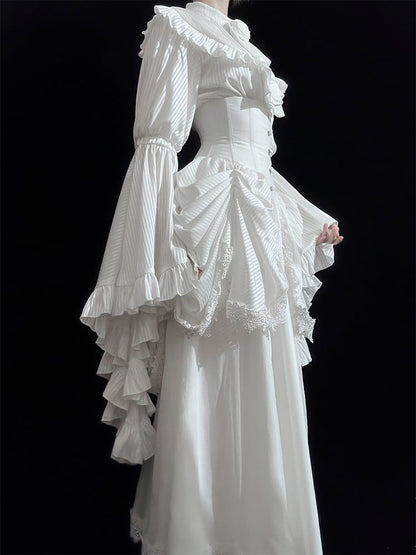 White Boned Corset Underbust Aristocrat Lolita Skirt - Puppet Mind Book