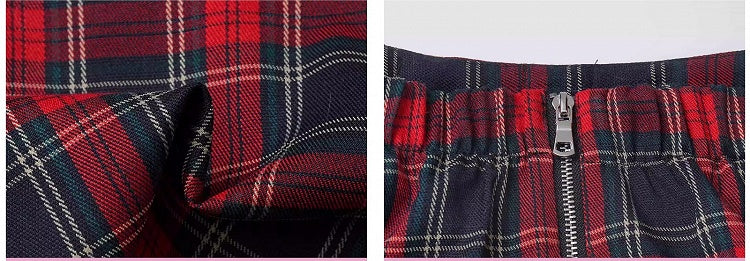 レッドハートバックルチェック柄プリーツスカート