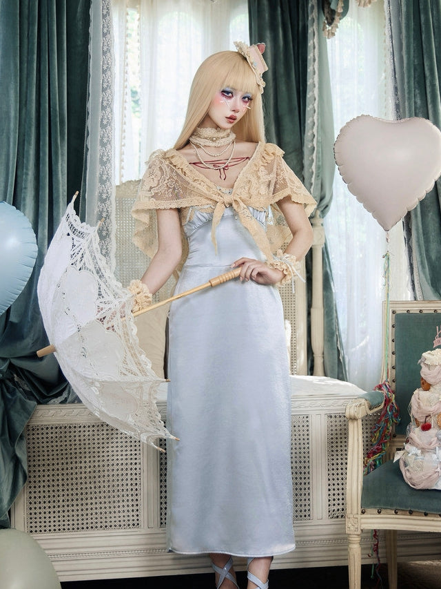 Apricot Romantic Gothic Fan-Lace Wrap Shawl - Blood Supply
