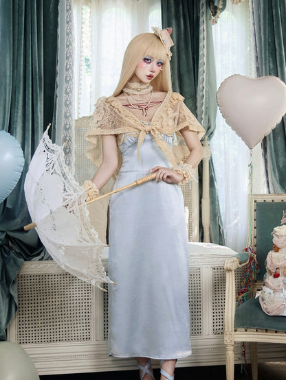 Apricot Romantic Gothic Fan-Lace Wrap Shawl - Blood Supply