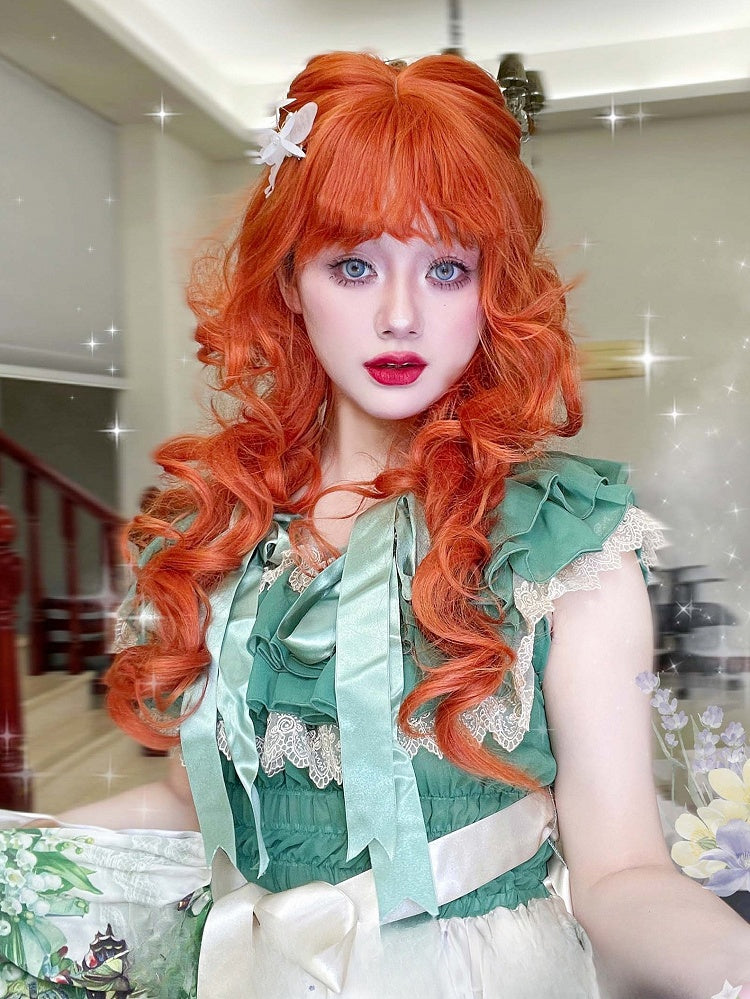 前髪70cmのオレンジウィッグ（ウェーブエア付き）