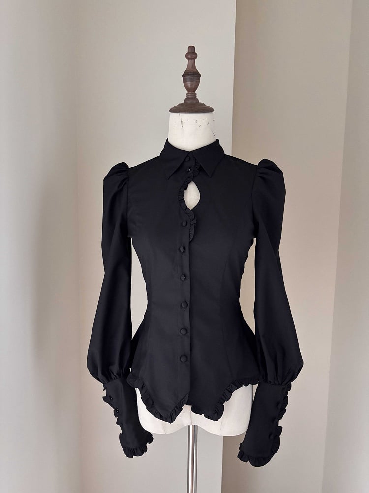 Sleeves Gothic Lolita Shirt Long Black